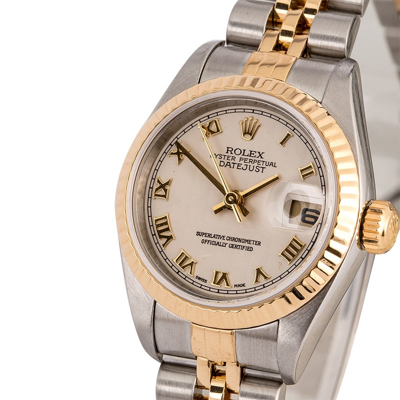 Women's Rolex Datejust 79173 Ivory Pyramid Roman Dial