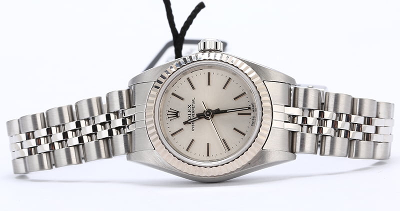 Rolex Ladies Oyster Perpetual 76094 Silver Index Dial