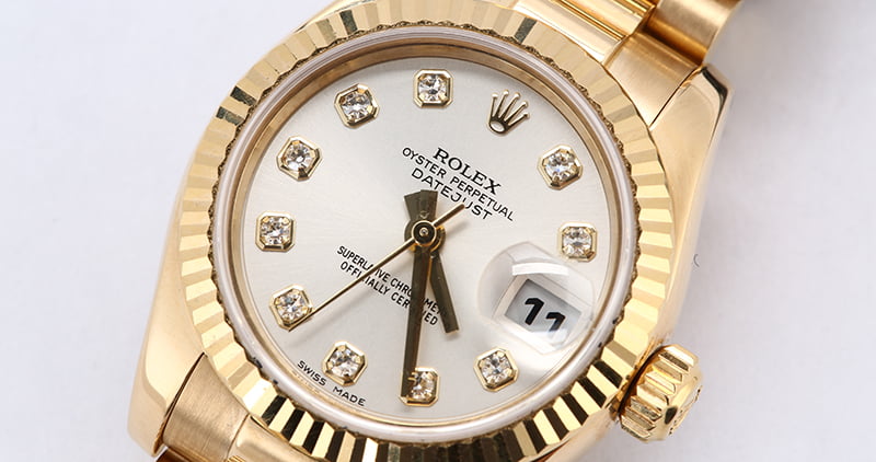 Rolex Ladies President 179178 Silver Diamond Dial