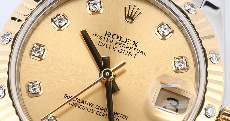 Mid-Size Rolex Datejust 178273 Diamond Dial & Bezel