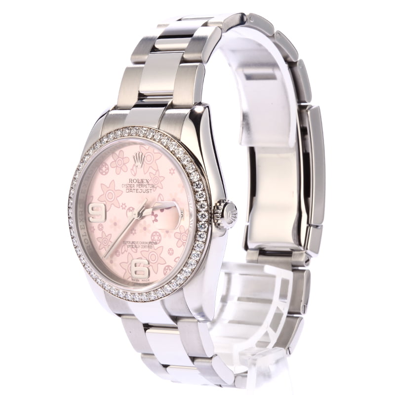 Used Rolex Datejust 116244 Diamond Bezel Pink Floral Dial