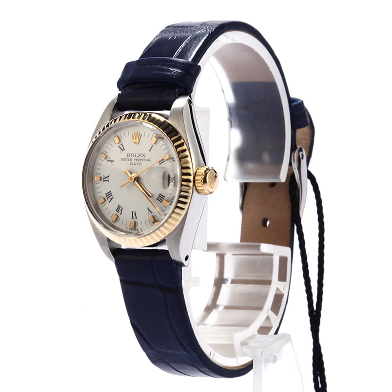 Pre Owned Ladies Rolex Date 6916 Roman Leather Strap