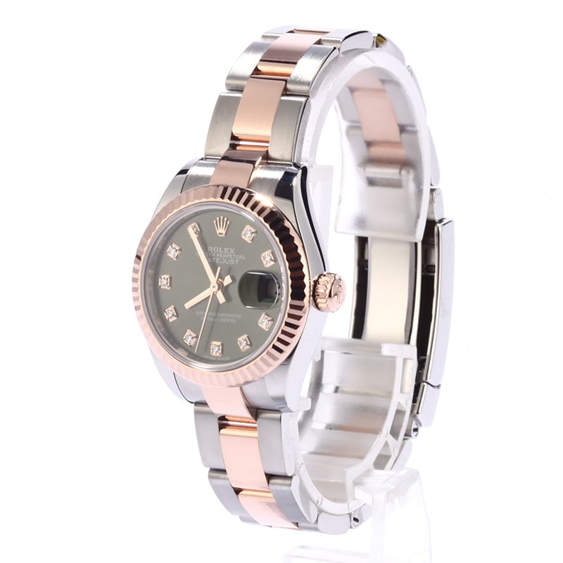 PreOwned Rolex Lady Everose Datejust 279171 Olive Diamond Dial