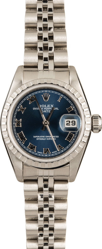 Ladies Rolex Date 79240 Blue Roman