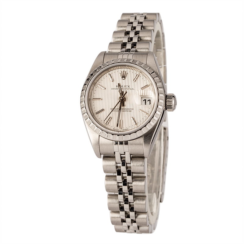 Pre-Owned Rolex Ladies Date 79240 Silver Tapestry Dial