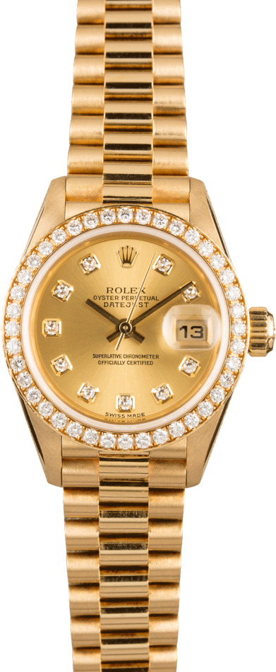 Pre-Owned Rolex Ladies President 79138 Diamond Dial & Bezel