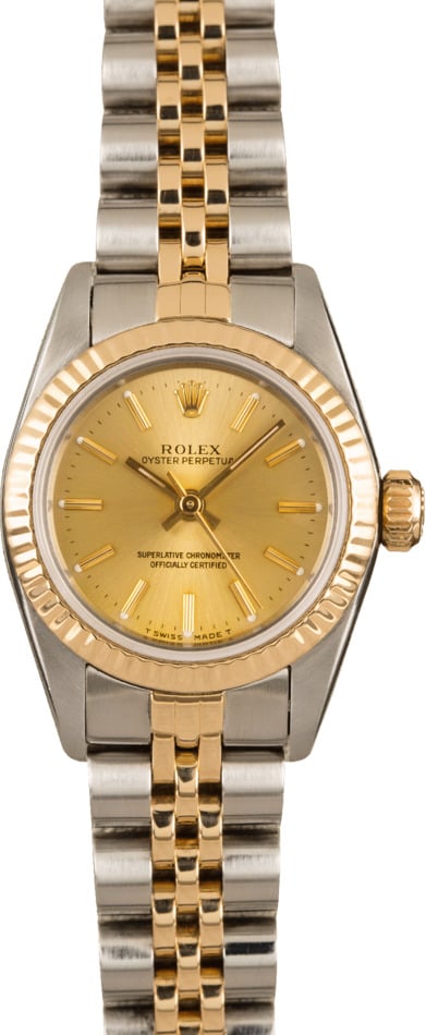 Rolex Ladies 67193 Oyster Perpetual Champagne Dial