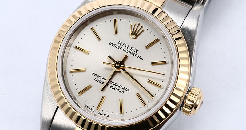 Ladies Rolex Oyster Perpetual 76193 Silver Dial