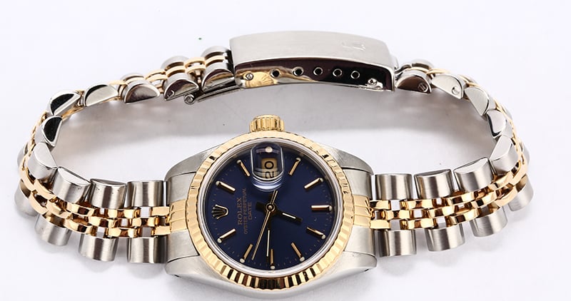 Rolex Lady Datejust 69173 Two Tone Jubilee Band with Blue Dial