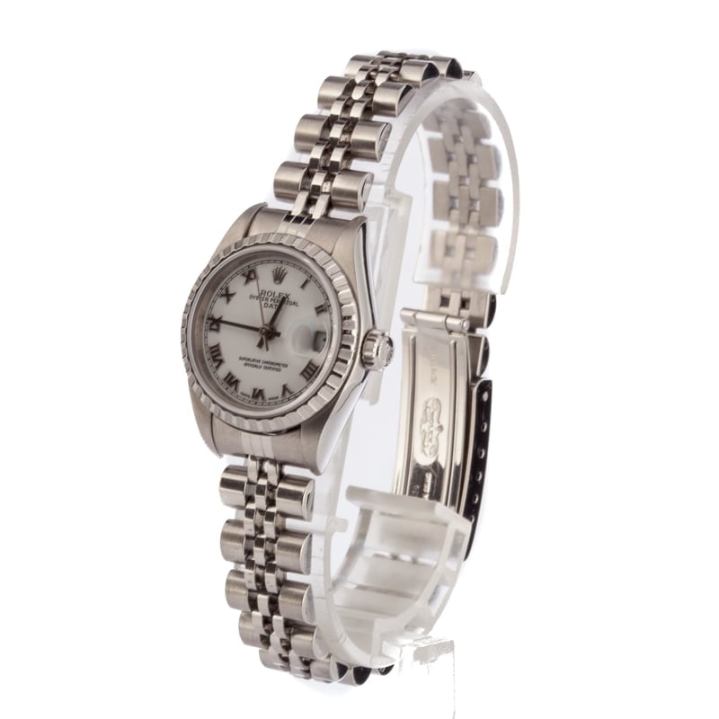 Ladies Rolex Date 79240 White Roman Dial