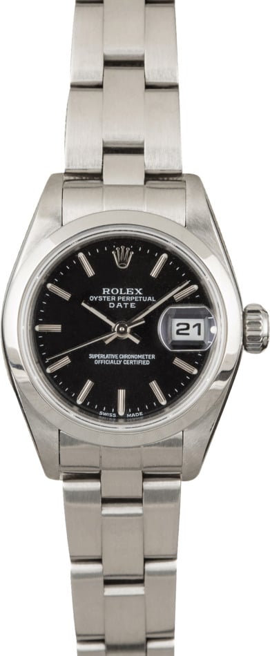 Rolex Ladies Date 79160 Steel Oyster with Black Dial