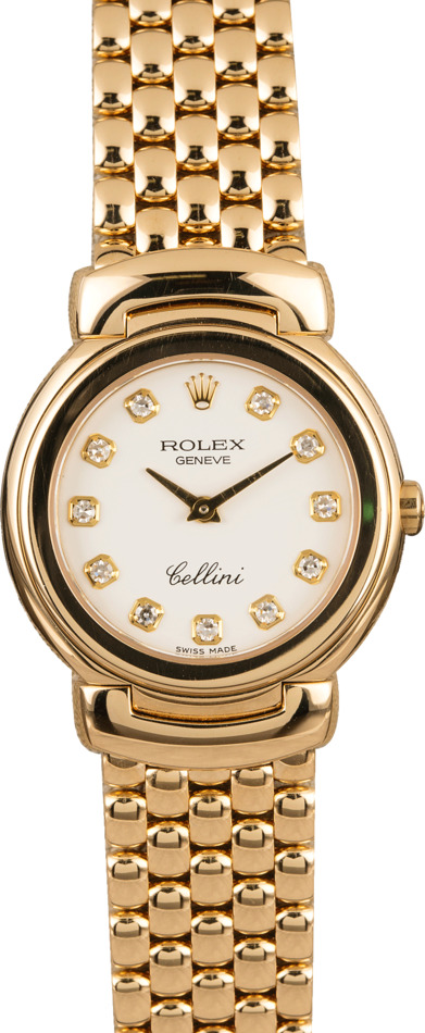 Ladies Rolex Cellini 6621 White Diamond Dial