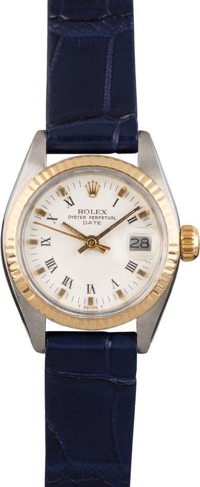 Pre Owned Ladies Rolex Date 6916 Roman Leather Strap