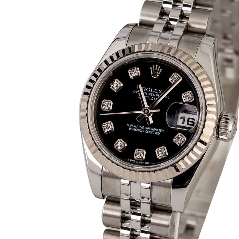 Rolex Ladies Datejust 179174 Black Diamond Dial