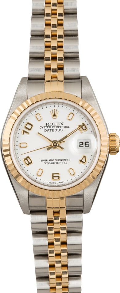 Pre Owned Rolex Ladies Datejust 79173 Arabic White Dial