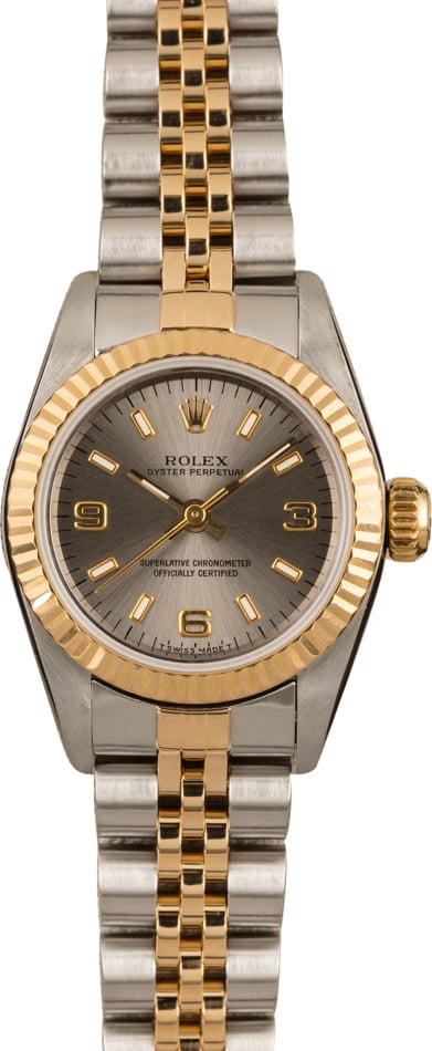 Pre Owned Rolex Ladies Oyster Perpetual 67193 Fluted Bezel