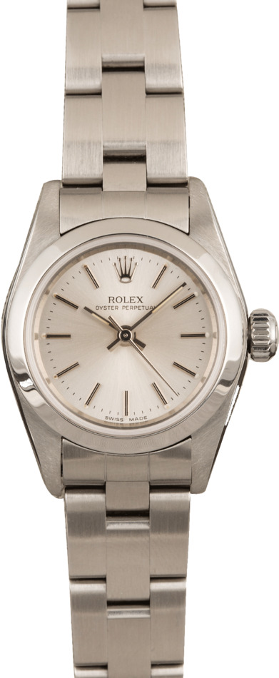 Used Rolex Ladies Oyster Perpetual 67230 Silver Index