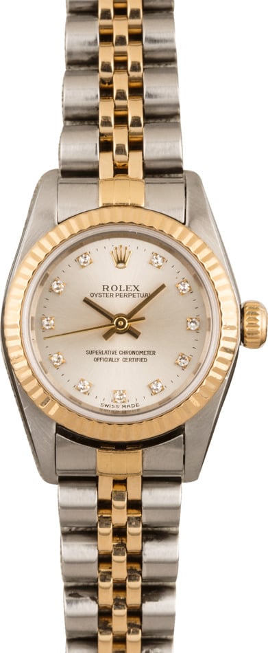 Used Rolex Ladies Oyster Perpetual 76193 Diamond Dial