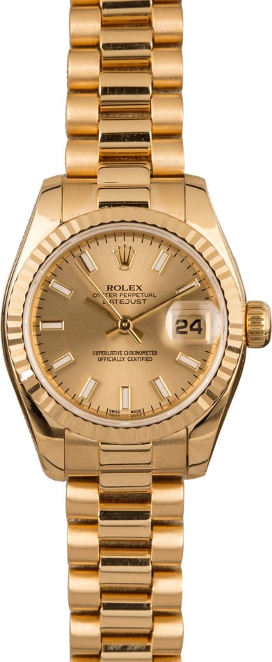 Pre-Owned Rolex Ladies President 179138 Yellow Gold