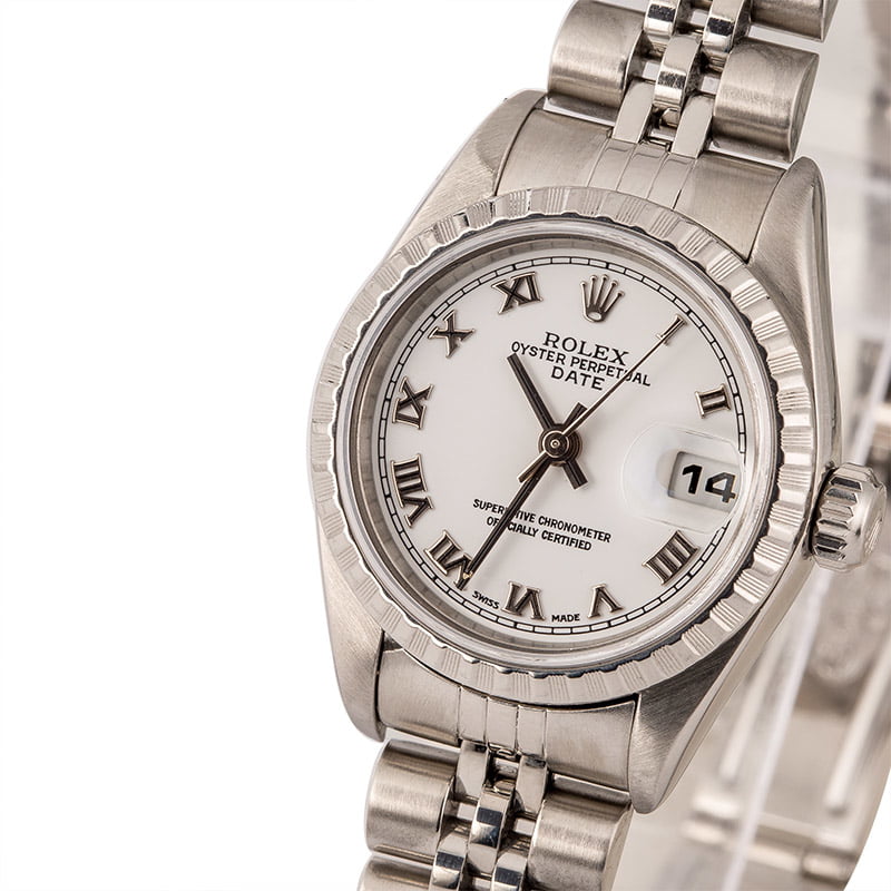 Pre Owned Rolex Lady Date 79240 White Roman