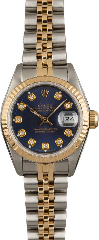 Ladies Rolex Oyster Perpetual DateJust Model 69173 Blue Diamond Dial