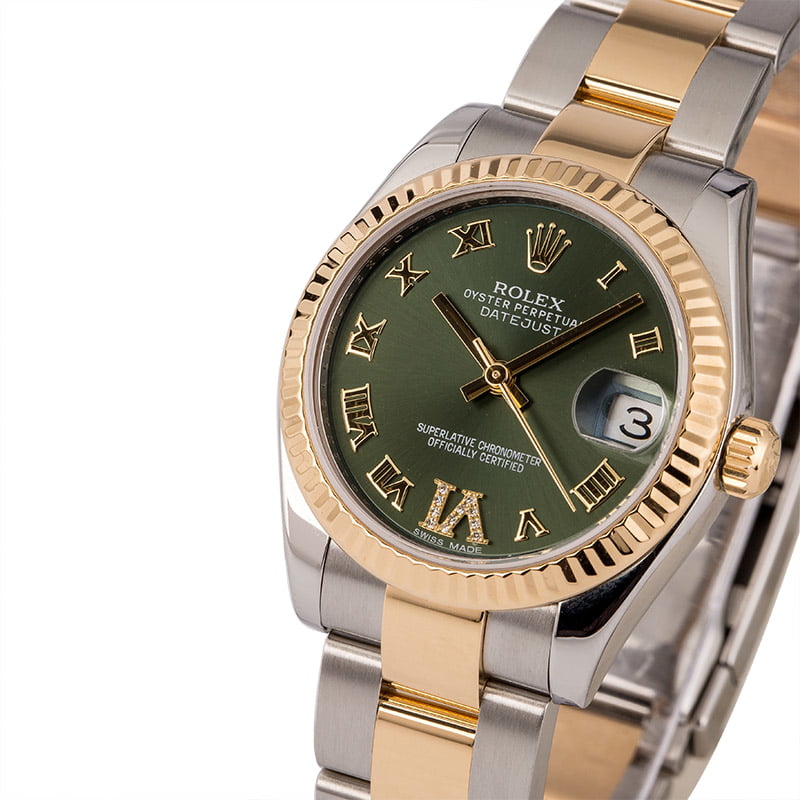 Used Rolex Datejust 178273 Mid-size Olive Green Dial