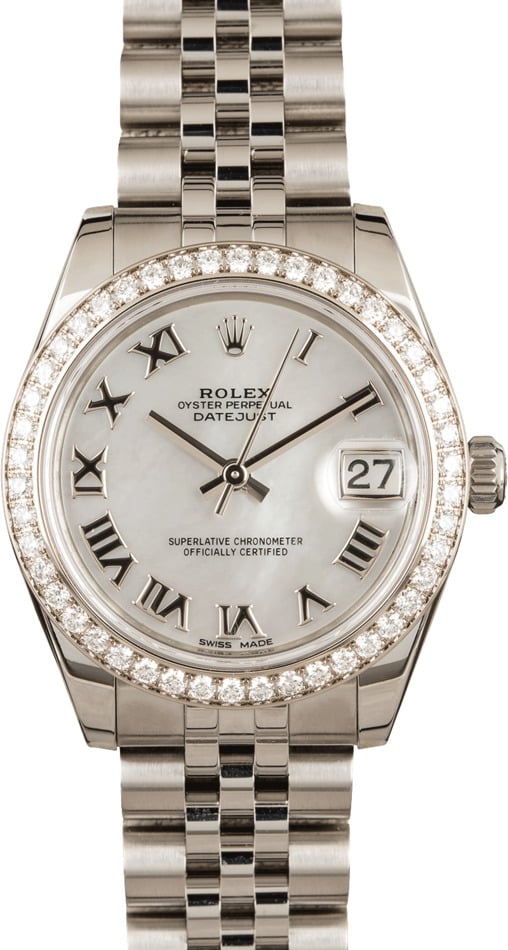Image of Rolex Datejust 178384 Mid-Size Watch Diamond Bezel