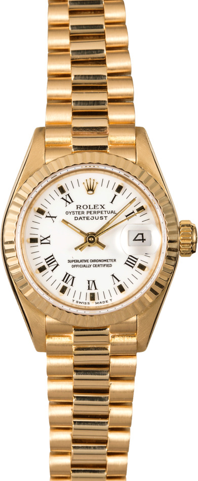 Rolex Ladies President 69178 White Arabic Dial