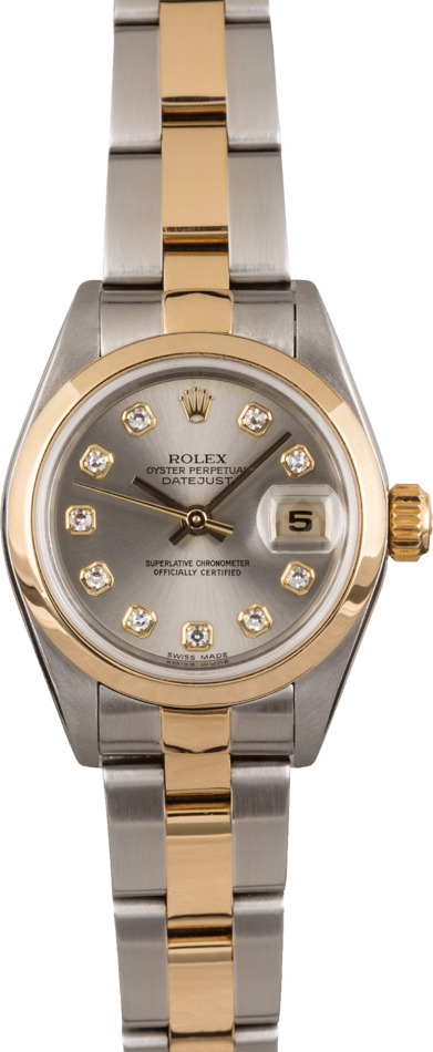PreOwned Rolex Ladies Datejust 79163 Rhodium Diamond Dial