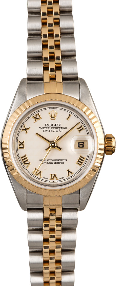 Women's Rolex Datejust 79173 Ivory Pyramid Roman Dial