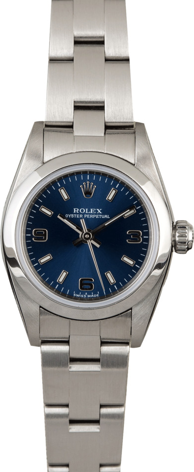 Women's Rolex Oyster Perpetual 76080 Blue Dial