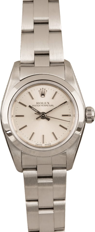 Pre Owned Rolex Lady Oyster Perpetual 76080 Silver Dial T