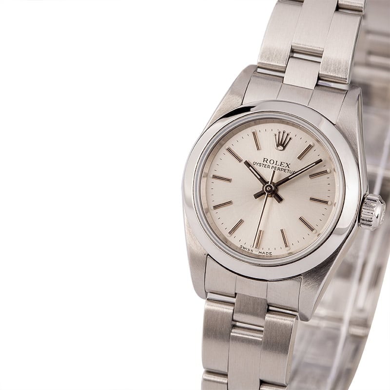 Pre-Owned Rolex Lady Oyster Perpetual 76080 Silver Dial