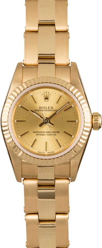 Rolex Oyster Perpetual 76198 Yellow Gold Ladies Watch