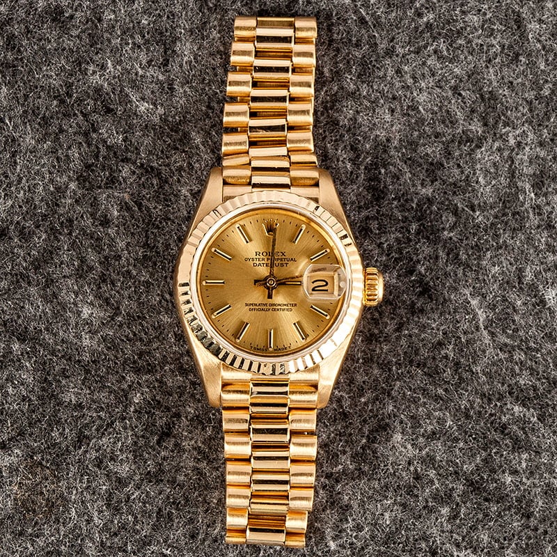 Pre Owned Rolex Lady President 69178 Champagne Dial