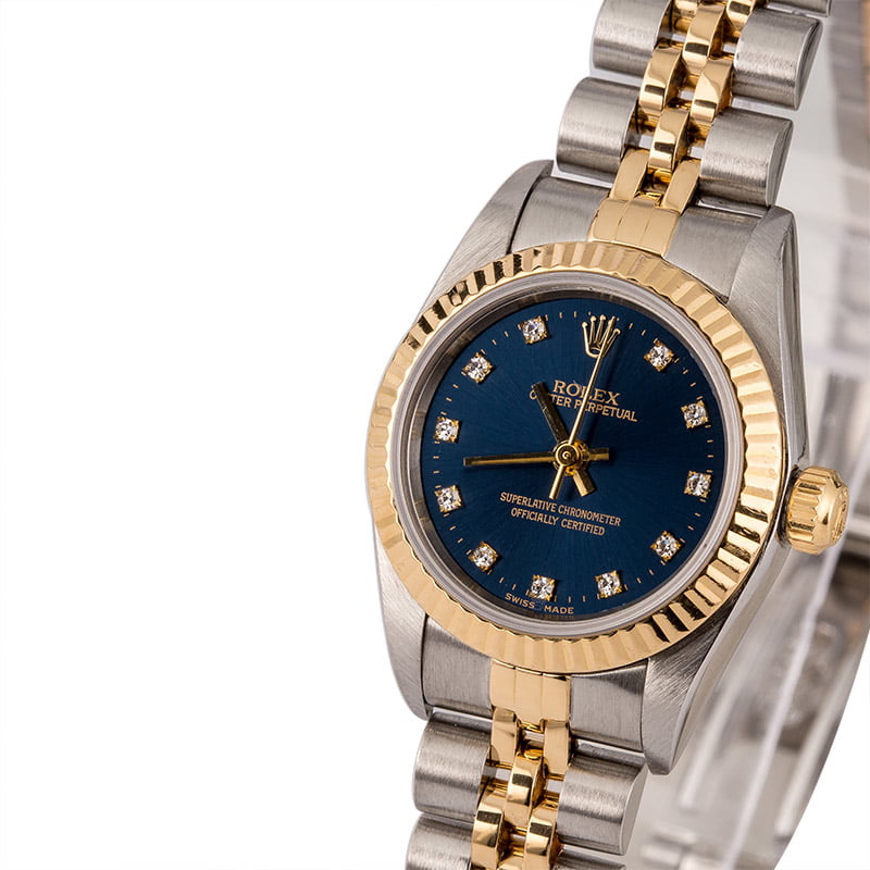 Pre Owned Rolex Oyster Perpetual 76193 Blue Diamond Dial T