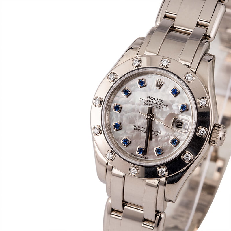 Pre Owned Rolex Pearlmaster 80319 Blue Sapphires