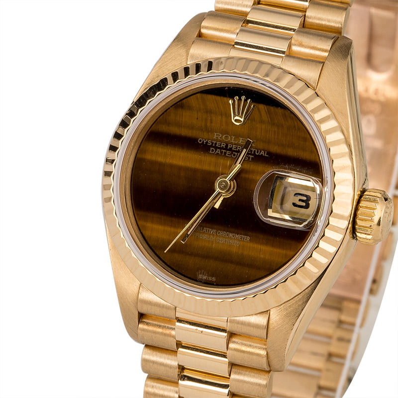 PreOwned Rolex Ladies Datejust 69178 Tiger Eye Dial