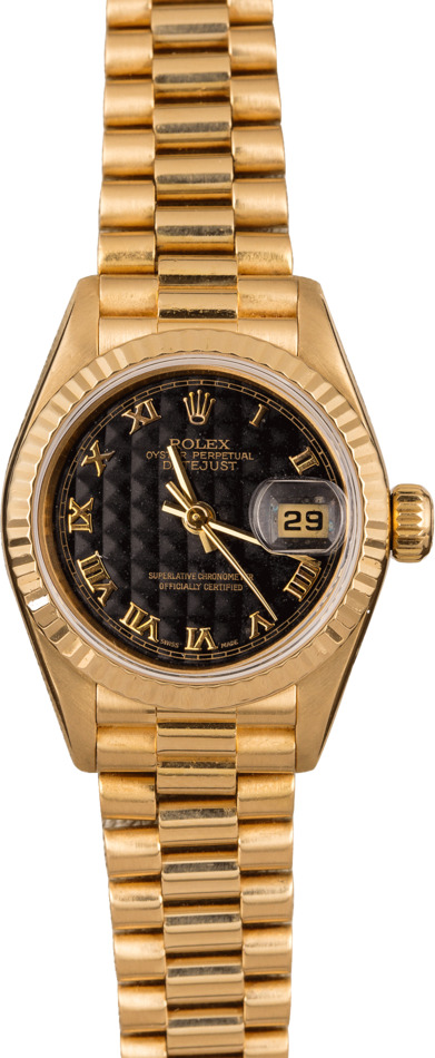 Pre Owned Rolex Ladies President 79178 Black Pyramid Dial