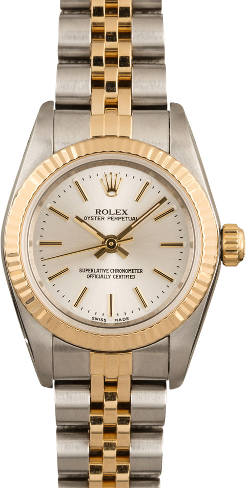 Used Ladies Rolex Oyster Perpetual 76193 Silver Dial