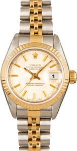 Lady Rolex Datejust 69173 Champagne Tapestry Dial