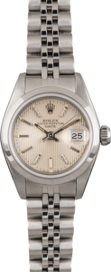 Used Rolex Date 69160 Silver Tapestry Dial