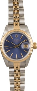 Rolex Lady Datejust 69173 Two Tone Jubilee Band with Blue Dial