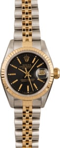 Pre-Owned Rolex Datejust 69173 Black Tapestry Dial 26MM