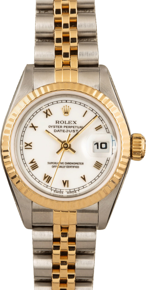 Rolex Lady Datejust 69173 White Roman Dial Two Tone Jubilee