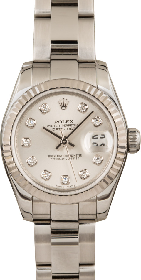 Rolex Ladies Datejust 179174 Silver Diamond Dial