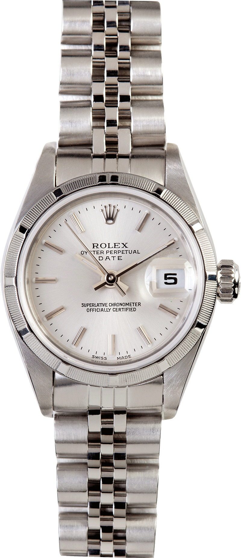 Ladies Rolex Date Silver Dial Steel 
