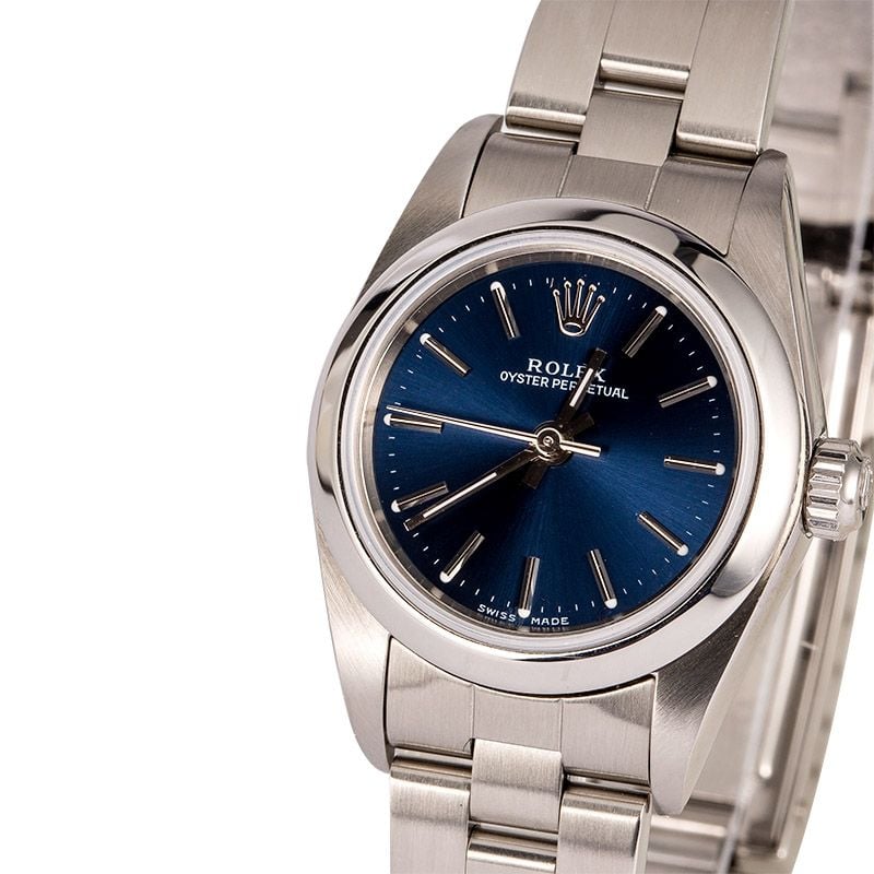 Rolex Ladies Oyster Perpetual 76080 Blue Index Dial