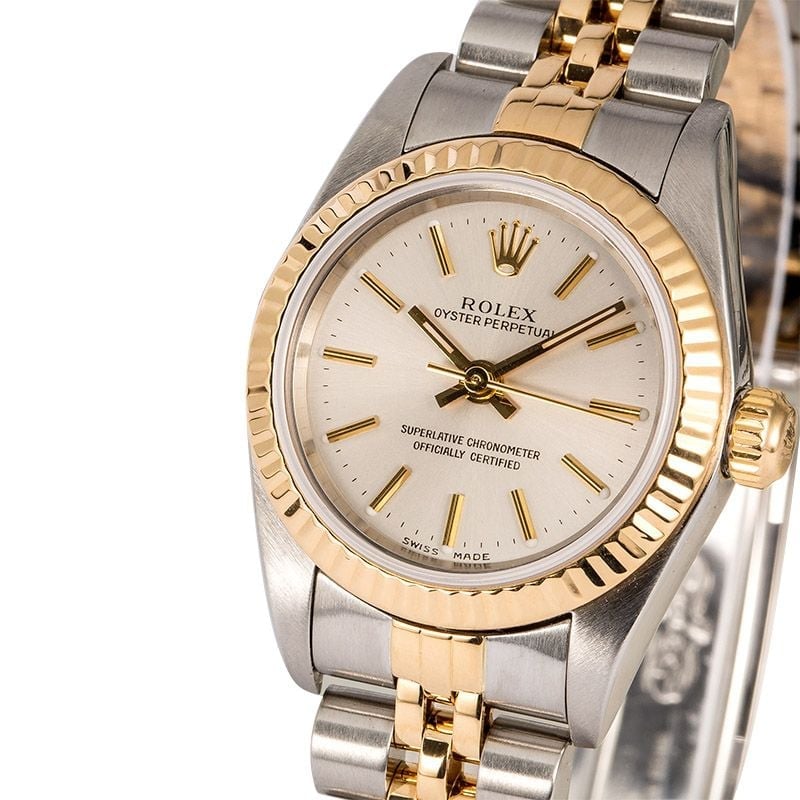 Ladies Rolex Oyster Perpetual 76193 Silver Dial