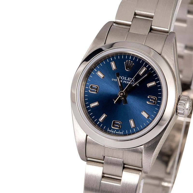 Rolex Ladies Oyster Perpetual 76080 Blue Dial
